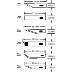 Tapétavágó tartalék penge 39.4 mm, 37 mm, 36.5 mm, 35.7 mm, 35.3 mm, 31 mm TOOLCRAFT Acél Ezüst
