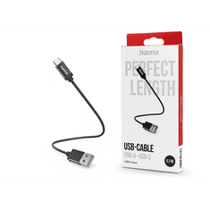 Hama USB-A - Type-C adat- és töltőkábel 20 cm-es vezetékkel - USB-A - USB-CCable - fekete (201600)