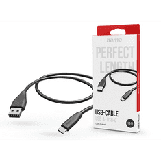 Hama USB-A - Type-C adat- és töltőkábel 1.5 m-es vezetékkel - USB-A - USB-CCable - fekete (201595)