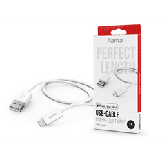 Hama USB-A - Lightning adat- és töltőkábel 1 m-es vezetékkel - USB-A - Lightning Cable - fehér (201579)
