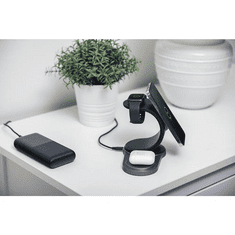 FORCELL Qi univerzális vezeték nélküli töltő állomás - 15W - Sail Magsafe 3in1 Wireless Charger for iPhone + iWatch + AirPods - fekete (PT-6697)