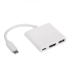 Akyga USB type C - USB-A 3.0/USB type C/HDMI hub fehér (AK-AD-57) (AK-AD-57)