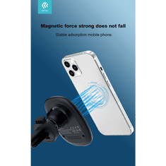 Devia szellőzőrácsba illeszthető vezeték nélküli autós töltő/tartó - 15W - DeviaSmart Series Magnet Car Mount With Wireless Charging - fekete (ST362200)