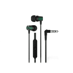 Devia univerzális sztereó felvevős fülhallgató - 3,5 mm jack - Devia Kintone Series Metal Earphone - zöld