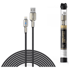 Devia USB - Lightning adat- és töltőkábel 1 m-es vezetékkel - Tube Mars Series Cable With Lightning - 5V/2,1A - black (ST378102)