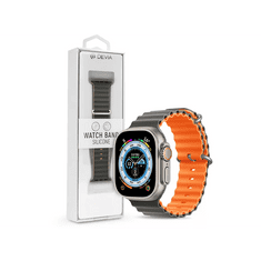 Devia Apple Watch szilikon sport szíj - Deluxe Series Sport6 Silicone Two-tone Watch Band - 42/44/45/49 mm - gray/orange (ST381669)