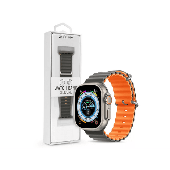 Devia Apple Watch szilikon sport szíj - Deluxe Series Sport6 Silicone Two-tone Watch Band - 38/40/41 mm - gray/orange (ST381614)