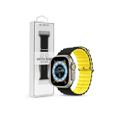 Devia Apple Watch szilikon sport szíj - Deluxe Series Sport6 Silicone Two-tone Watch Band - 42/44/45/49 mm - black/yellow (ST381652)
