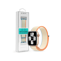 Devia Apple Watch szövet sport szíj - Nylon Woven Deluxe Series Sport3 Watch Loop - 42/44/45/49 mm - cream white (ST364648)