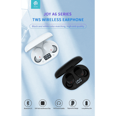Devia TWS Bluetooth sztereó headset v5.0 + töltőtok - Joy A6 Series True Wireless Earphones with Charging Case - fehér (ST351020)