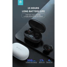 Devia TWS Bluetooth sztereó headset v5.0 + töltőtok - Joy A6 Series True Wireless Earphones with Charging Case - fekete (ST351013)