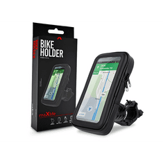 Univerzális kerékpárra szerelhető, por- és cseppálló telefontartó max. 6,5" méretű készülékekhez - Maxlife MXBH-01XL Bike Holder - fekete