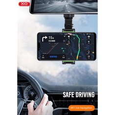 XO univerzális autó visszapillantó tükörre illeszthető, forgatható PDA/GSM autóstartó - C107 Car Rearview Mirror Bracket - fekete/zöld (TF-0206)