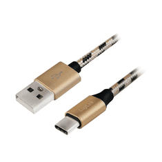 LogiLink Type-C - USB-A szövet borítású kábel fekete-arany 1m (CU0133) (CU0133)