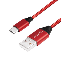 LogiLink CU0148 Type-C - USB-A szövet borítású kábel piros-fekete 1m (CU0148)