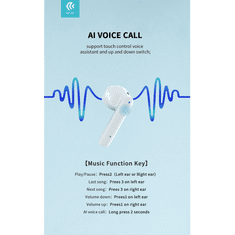 Devia TWS Bluetooth sztereó headset v5.0 + töltőtok - Joy A10 Series True Wireless Earphones with Charging Case - fehér (ST351075)