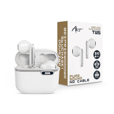 ART TWS Bluetooth sztereó headset v5.1 + töltőtok - AP-TW-B4W True Wireless Earphones with Charging Case - fehér (PT-6475)