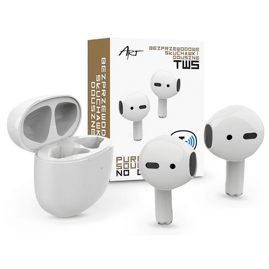 ART Bluetooth sztereó TWS headset v5.0 + töltőtok - Pure AP-TW-B1 Wireless Headset - fehér (PT-6381)