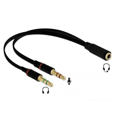 DELOCK 1 x 3,5 mm-es 4-tűs anya sztereo jack - 2 x 3,5 mm-es, 3-tűs apa sztereo jack Headset adapter (65967) (Delock65967)