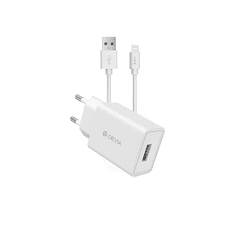 Devia Smart USB hálózati töltő adapter + Lightning kábel 1 m-es vezetékkel - Smart Series Charger Suit With Lightning Cable V3 - 5V/2A - white (ST362309)