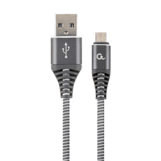Gembird USB micro-B - USB Type-A szövet borítású adat- és töltőkábel 1m szürke (CC-USB2B-AMmBM-1M-WB2) (CC-USB2B-AMmBM-1M-WB2)