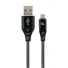 Gembird USB micro-B - USB Type-A szövet borítású adat- és töltőkábel 2m fekete (CC-USB2B-AMmBM-2M-BW) (CC-USB2B-AMmBM-2M-BW)