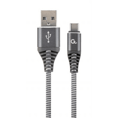 Gembird USB 2.0 A -> USB-C M/M adatkábel 1m szürke-fehér szövet borítás (CC-USB2B-AMCM-1M-WB2) (CC-USB2B-AMCM-1M-WB2)