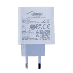 Akyga USB-A + USB-C PD hálózati töltő adapter fehér (AK-CH-14) (AK-CH-14)