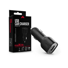 maXlife USB szivargyújtó töltő adapter - MXCC-01 USB Car Fast Charger - 5V/2,1A - fekete (TF-0018)