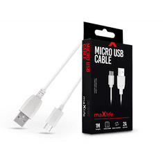 maXlife USB - micro USB adat- és töltőkábel 1 m-es vezetékkel - Micro USB Cable - 5V/2A - fehér (TF-0177)