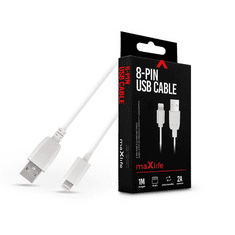 maXlife USB - Lightning adat- és töltőkábel 1 m-es vezetékkel - 8-PIN USB Cable - 5V/2A - fehér (TF-0173)