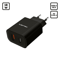 Cellect hálózati töltőadapter USB-A és Type-C csatlakozóval fekete (MTCB-PD18W-BK) (MTCB-PD18W-BK)