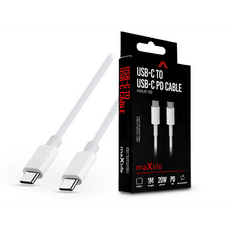 maXlife Type-C - Type-C adat- és töltőkábel 1 m-es vezetékkel - MXUC-05 USB-C to USB-C PD3.0 Cable - 20W - fehér (TF-0140)