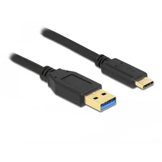 DELOCK 84004 SuperSpeed USB (USB 3.2 Gen 1) A-típusú - USB Type-C kábel 2m fekete (84004) (DeLock84004)