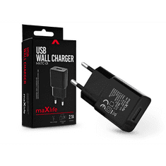 maXlife USB hálózati töltő adapter - MXTC-01 USB Wall Fast Charger - 5V/2,1A - fekete (TF-0011)