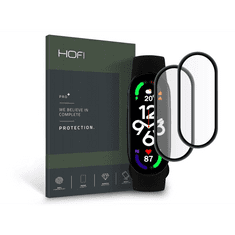 Hofi Hybrid Pro+ Glass Xiaomi Mi Smart Band 7 üveg képernyővédő fólia fekete kerettel 2db/csomag (FN0405) (FN0405)