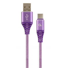 Gembird USB 2.0 A -> USB-C M/M adatkábel 1m lila-fehér szövet borítás (CC-USB2B-AMCM-1M-PW) (CC-USB2B-AMCM-1M-PW)
