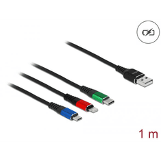 DELOCK 3 az 1-ben Lightning, Micro USB- és USB Type-C, USB töltő kábel (87277) (DE87277)