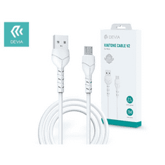 Devia Kintone V2 USB-A - microUSB adat- és töltőkábel 1m fehér (ST351129) (ST351129)