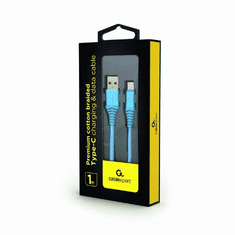 Gembird USB 2.0 A -> USB-C M/M adatkábel 1m kék-fehér szövet borítás (CC-USB2B-AMCM-1M-VW) (CC-USB2B-AMCM-1M-VW)