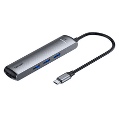 BASEUS USB-C HUB 6 az 1-ben adapter 3x USB 3.0, HDMI, RJ45, USB-C PD (CAHUB-J0G) (CAHUB-J0G)