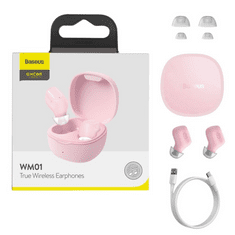 BASEUS Encok WM01 TWS Bluetooth fülhallgató rózsaszín (NGWM01-04) (NGWM01-04)