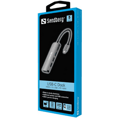 Sandberg USB-C tartozék, USB-C Dock HDMI+3xUSB+PD 100W (136-32)