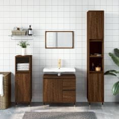 Greatstore barna tölgyszínű szerelt fa fürdőszobaszekrény 65x33x60 cm