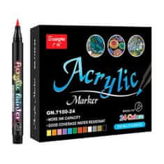 PrimePick Akril filctollak/markerek (24 db), élénk színek, kiváló fedés, vízálló, ideális kőre, fára, kerámiára, papírra, üvegre való alkotáshoz, szagmentes, vízbázisú, AcrylicMarkers