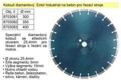 Extol Industrial Extol Ipari gyémánt penge betonhoz 350mm szegmens vágógépekhez