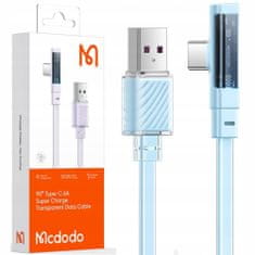Mcdodo USB-C kábel, szögletes, erős, szupergyors, Mcdodo, 100W, 1.2M, kék CA-3422