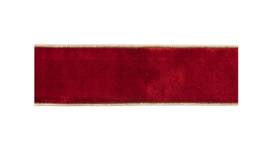 LAALU.cz Luxus piros bársony szalag arany szegéllyel 6,4 cm x 4,5 m