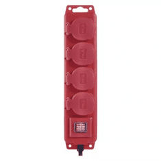 EMOS P14201 kapcsolós hosszabbító 4 aljzat, 10m piros-fekete (P14201)