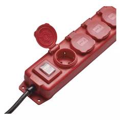 EMOS P14201 kapcsolós hosszabbító 4 aljzat, 10m piros-fekete (P14201)